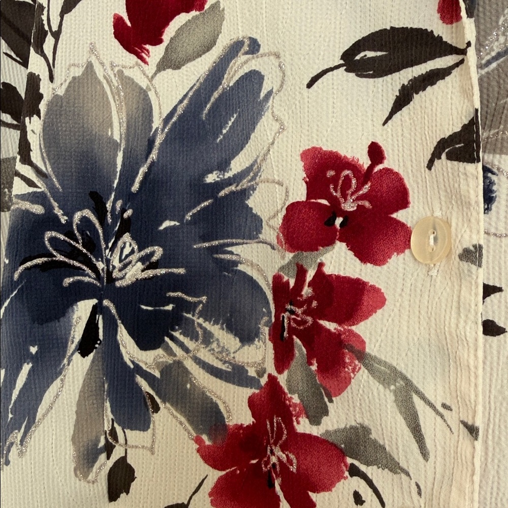 EUC Alfred Dunner Floral Button-Up Shirt Size 12 - Picture 3 of 4
